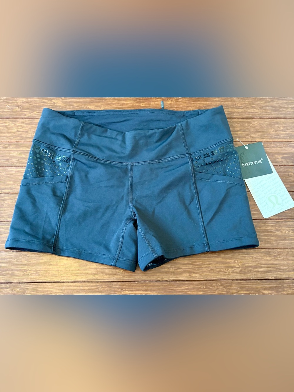 Lululemon Black Dote Speed Shorts Size 8 Run Shorty Short NWT